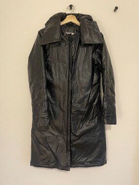 Luxton Black Hooded Parka Coat - Size Medium